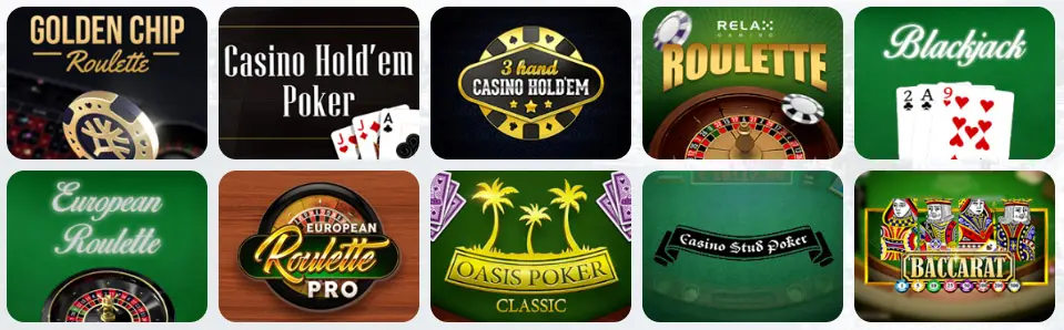 Jeux de table au Crypto Games Casino